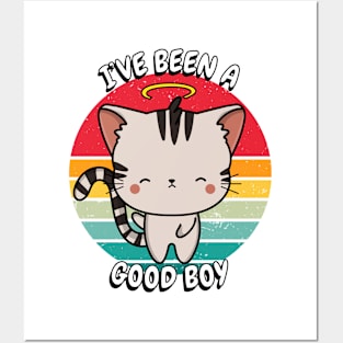 Cute Tabby cat is a good boy Posters and Art